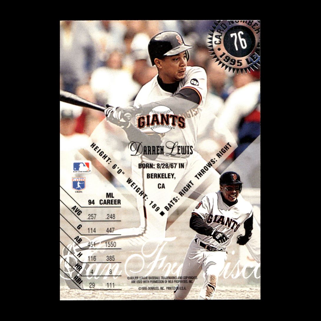 Darren Lewis 1995 Donruss San Francisco Giants #76 R327O 7 | eBay