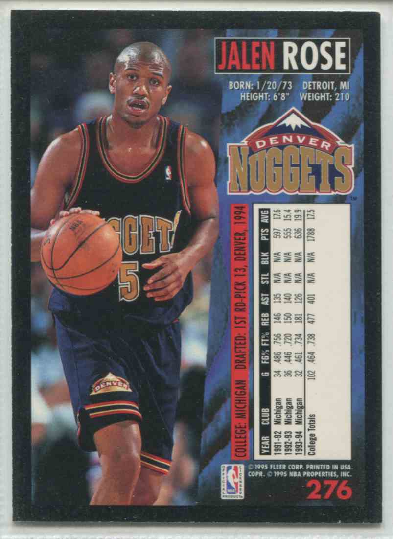 1994-95 Fleer Jalen Rose #276 on Kronozio