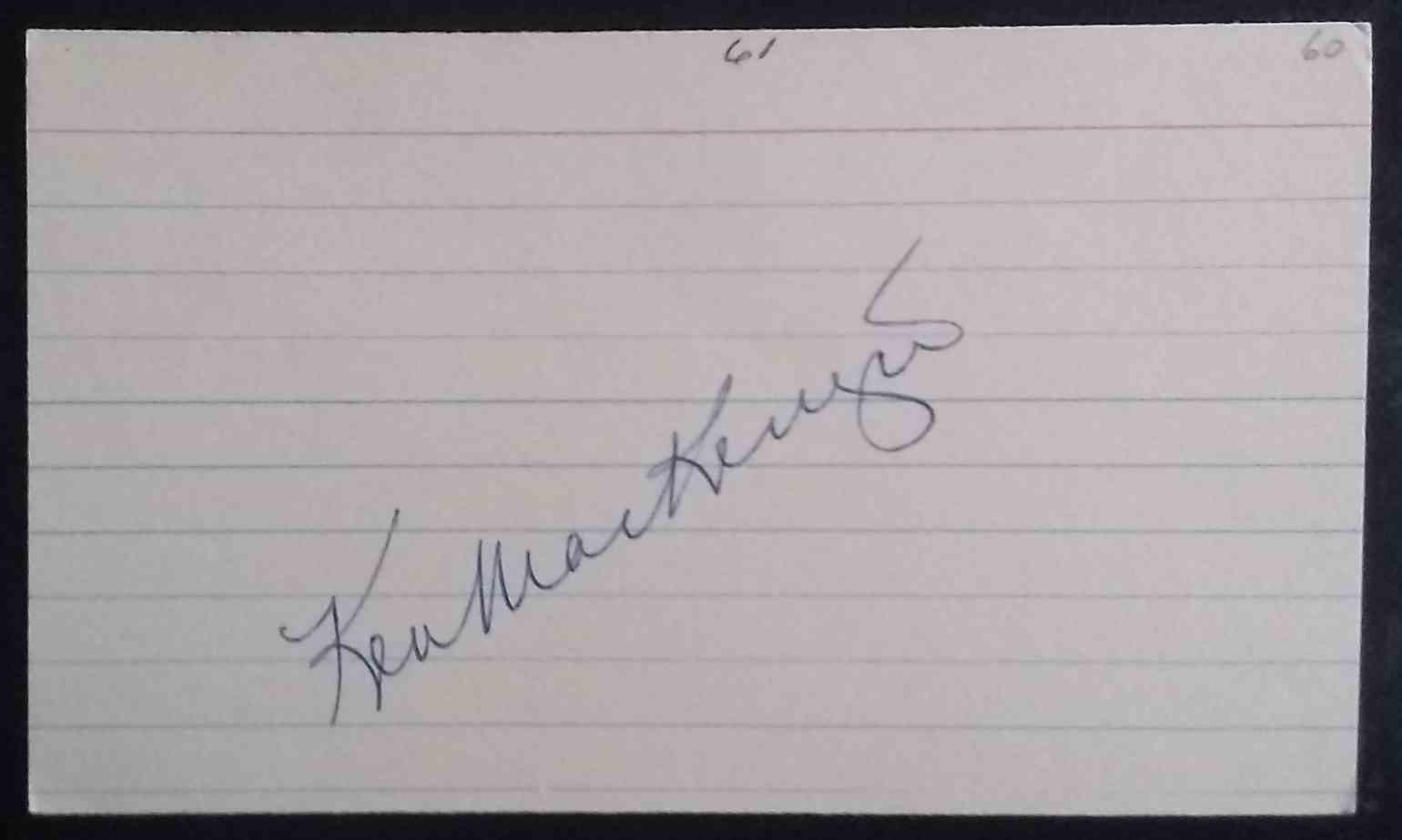1960 3X5 Ken MacKenzie card back image