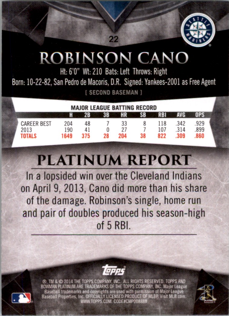 Robinson Cano 2013 Bowman Rookie Card