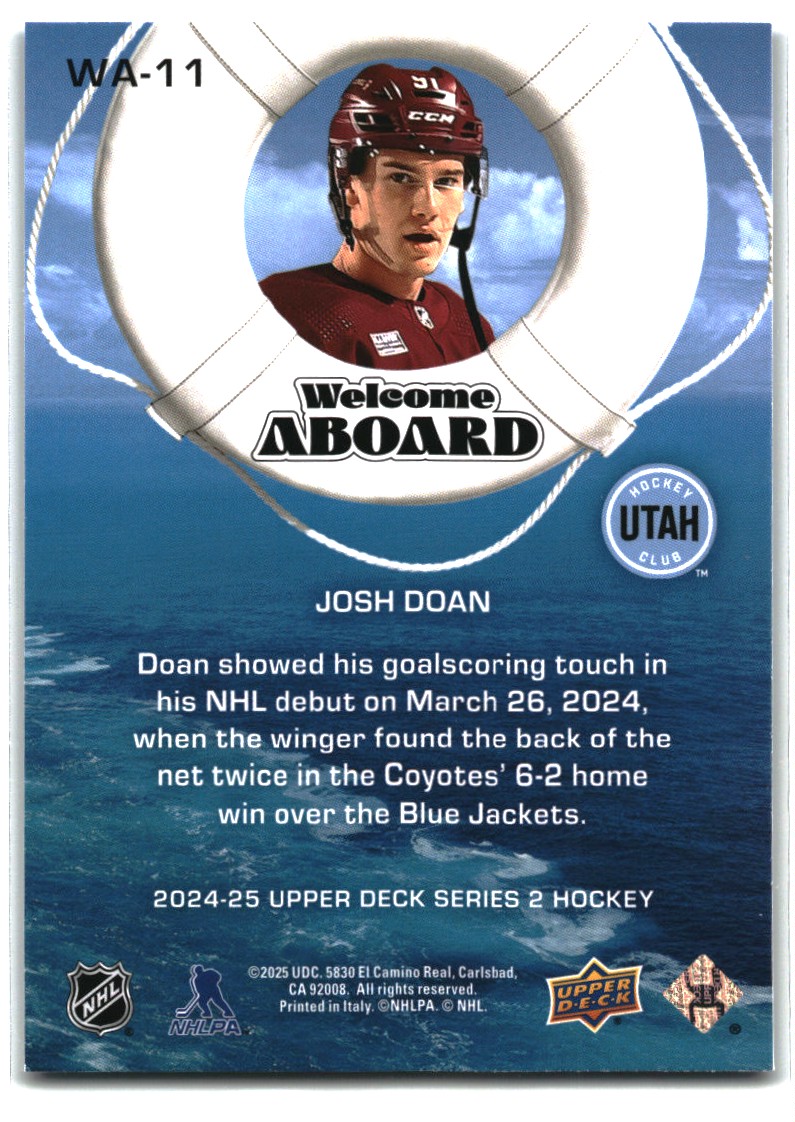 2024-25 Upper Deck Josh Doan #WA-11 card back image