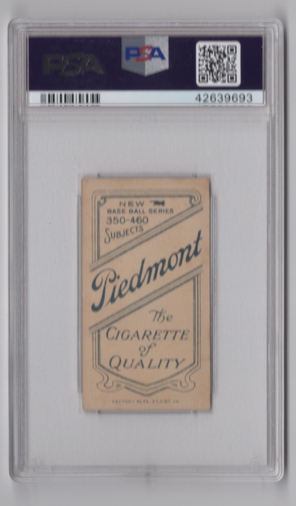 1910 PIEDMONT WHITE BORDER WILDFIRE SHULTZ PSA 4 CHICAGO BACK VIEW 5 91151e5bb9b84dbd83dbb6c326c8d643 back