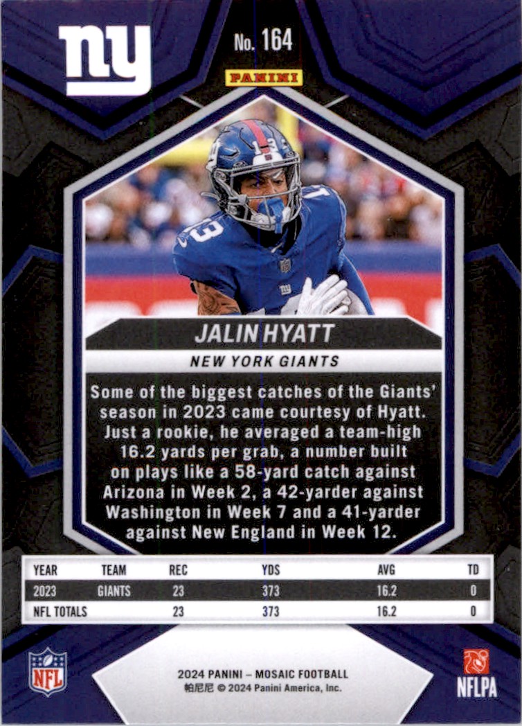 2024 Panini Mosaic Jalin Hyatt #164 card back image