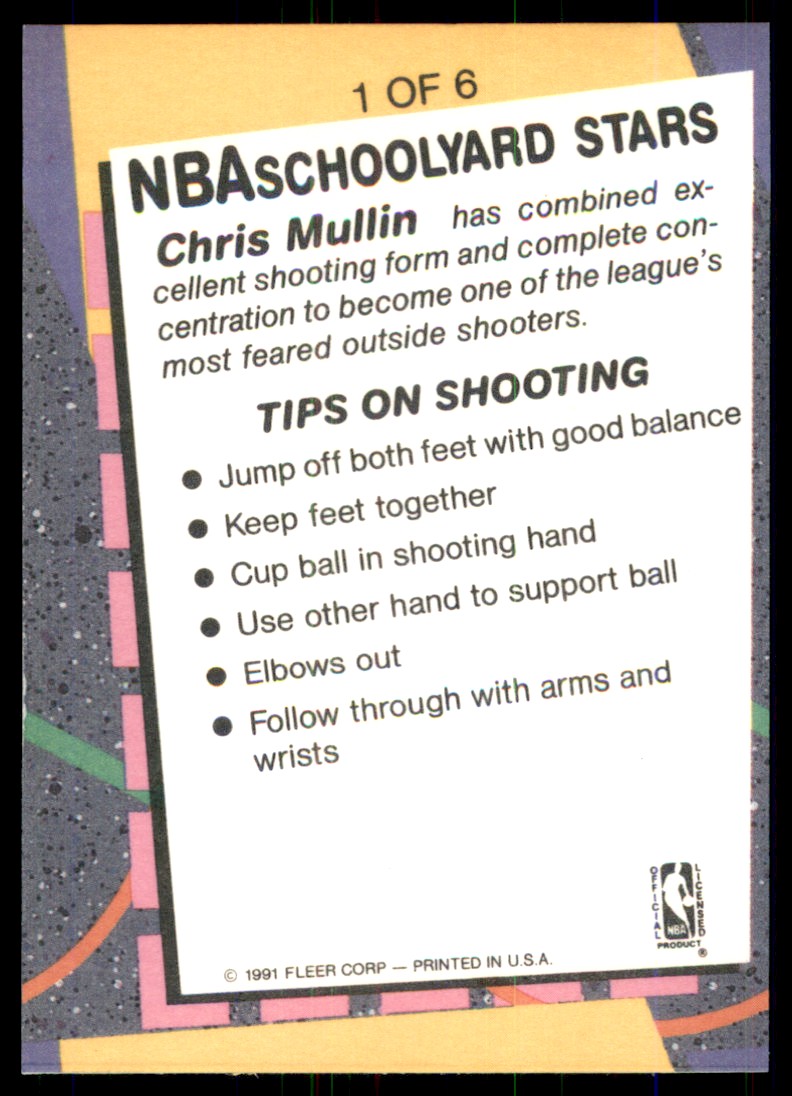 1991-92 Fleer NBA Schoolyard Stars Chris Mullin #1 card back image