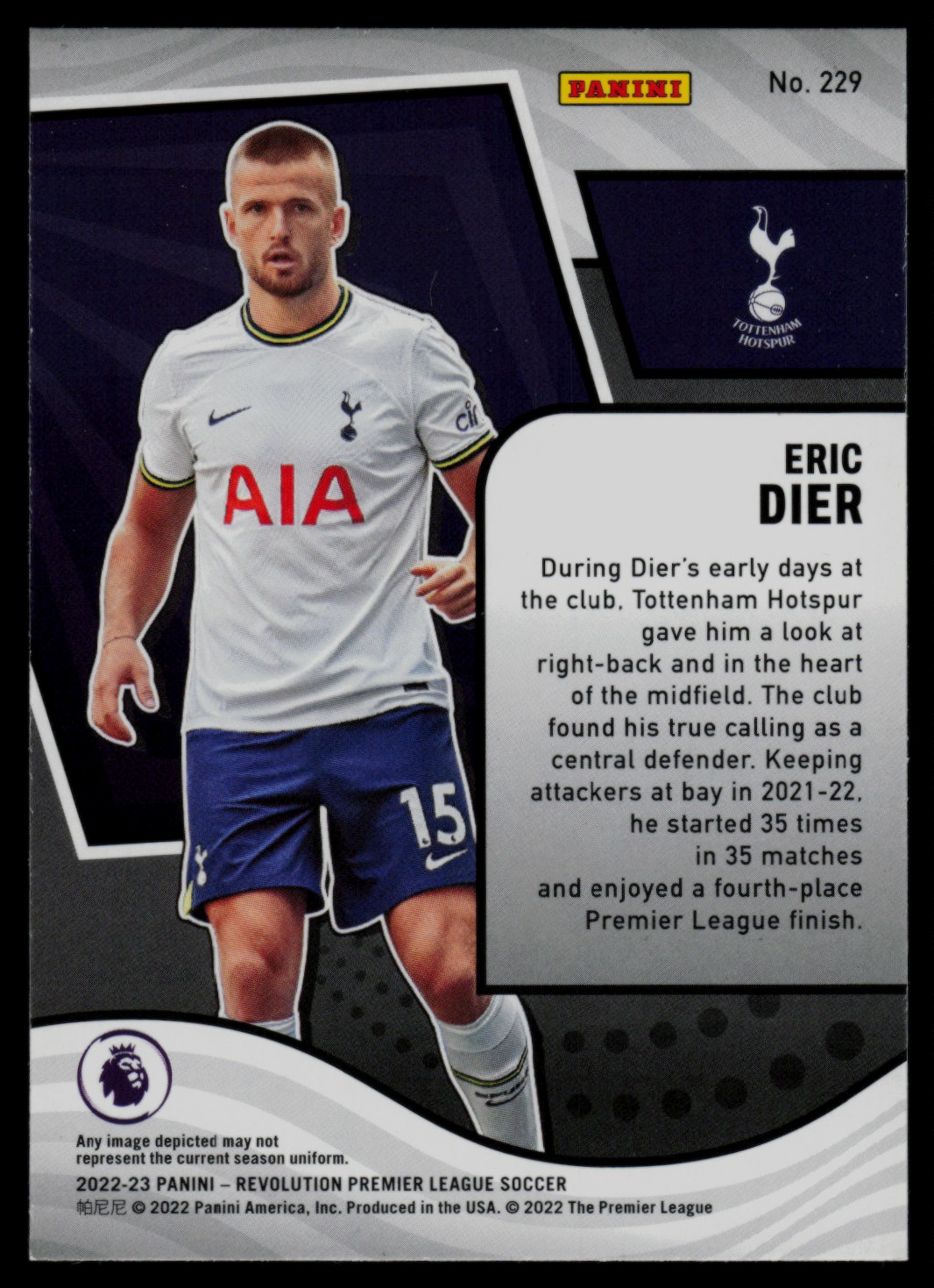 2022 Panini Revolution Premier League Eric Dier #229 card back image