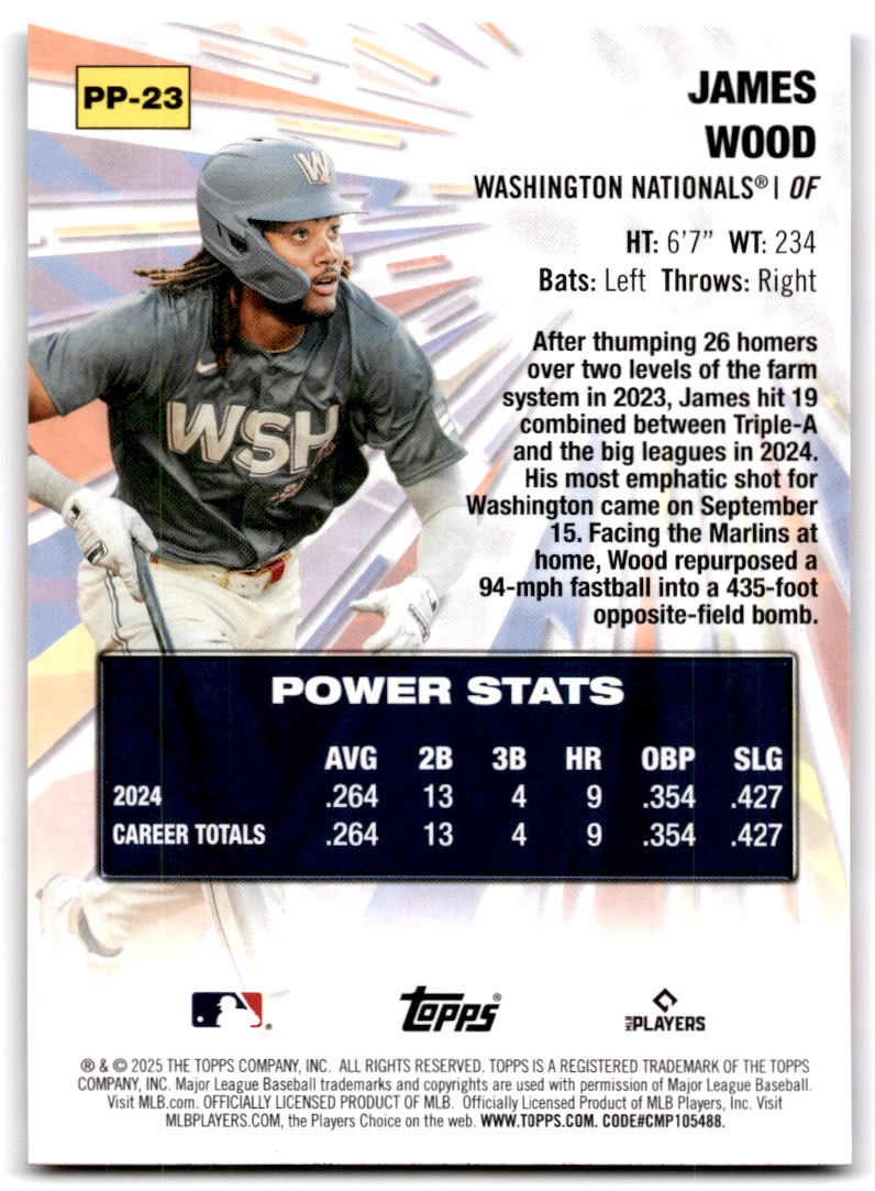 2025 Topps Celebration Power Players James Wood RC Washington