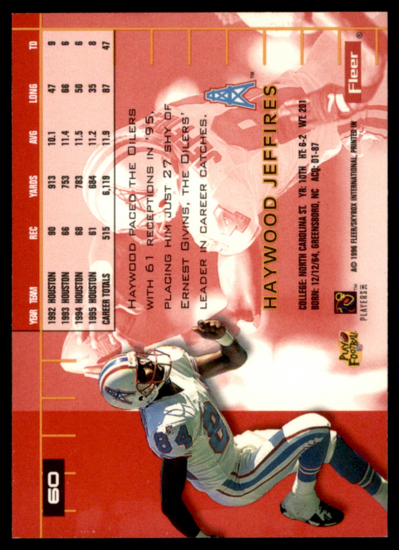 1996 Ultra Haywood Jeffires #60 card back image
