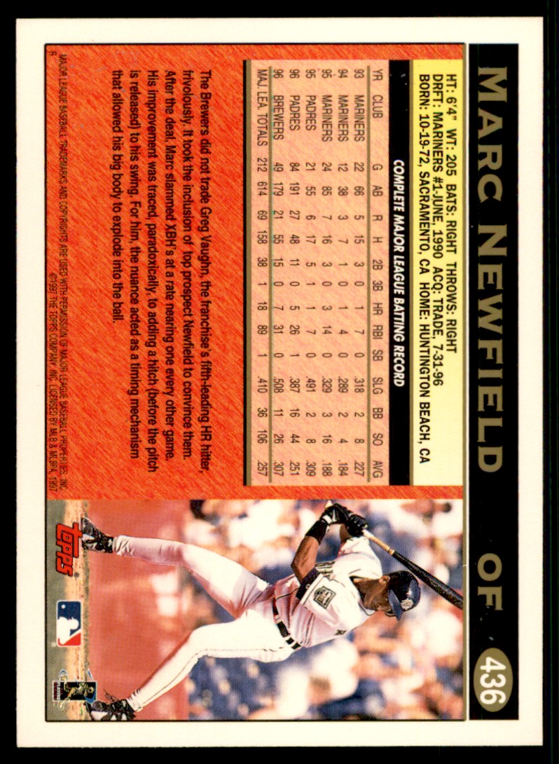 topps ハーランド　ハヴェルツ　デイビス　マッケニー　レギュラーカード 1997 Topps Baseball Card Marc Newfield Milwaukee Brewers #436 | eBay