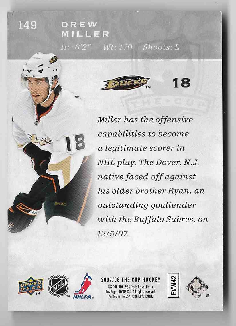 2007-08 Upper Deck The Cup Drew Miller #149 card back image