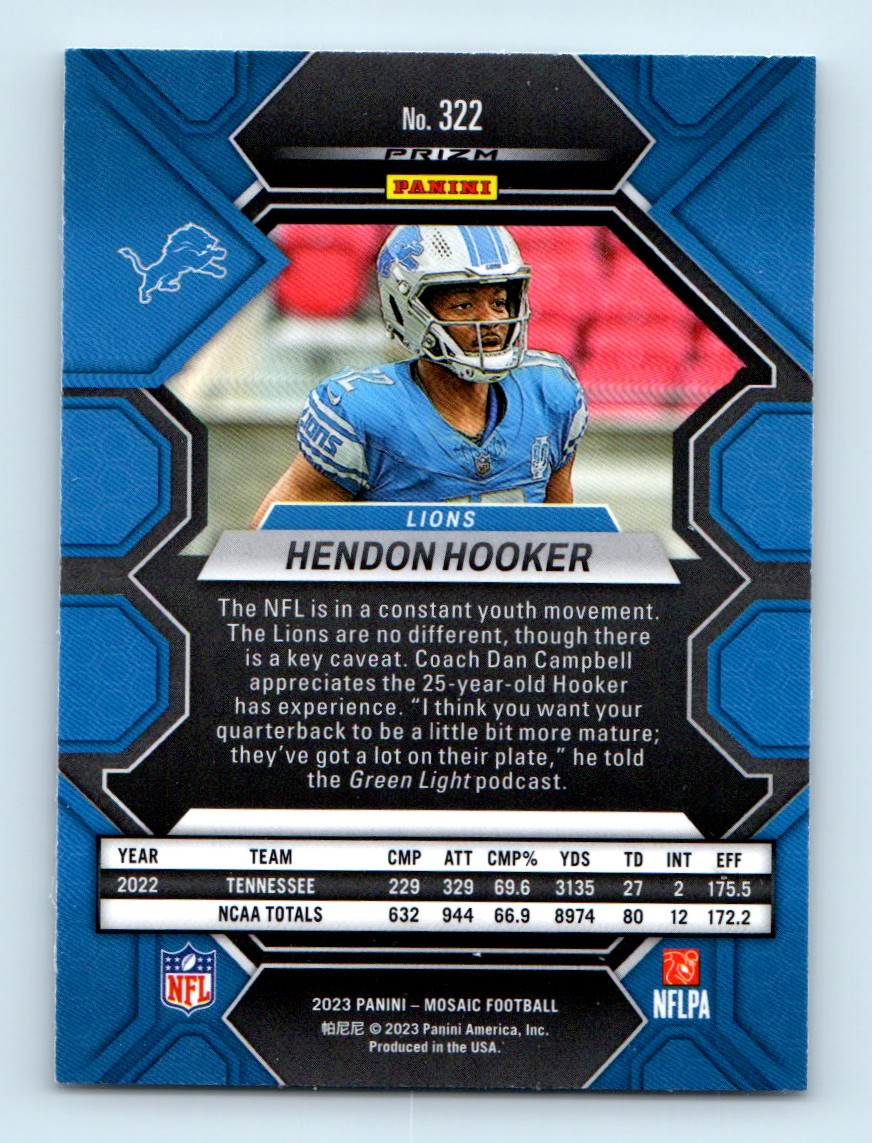 2023 Panini Chronicles Draft Picks Hendon Hooker #19 card back image