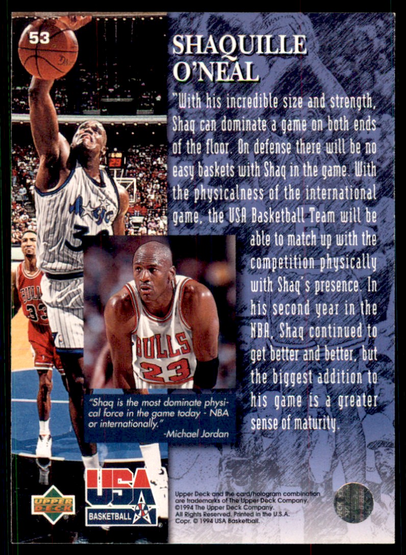 1994-95 Upper Deck The Jordan Report Shaquille O'Neal Orlando