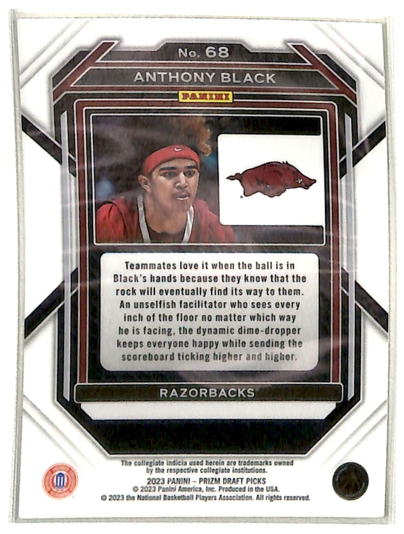 2023-24 Panini Prizm Draft Picks Anthony Black #68 card back image
