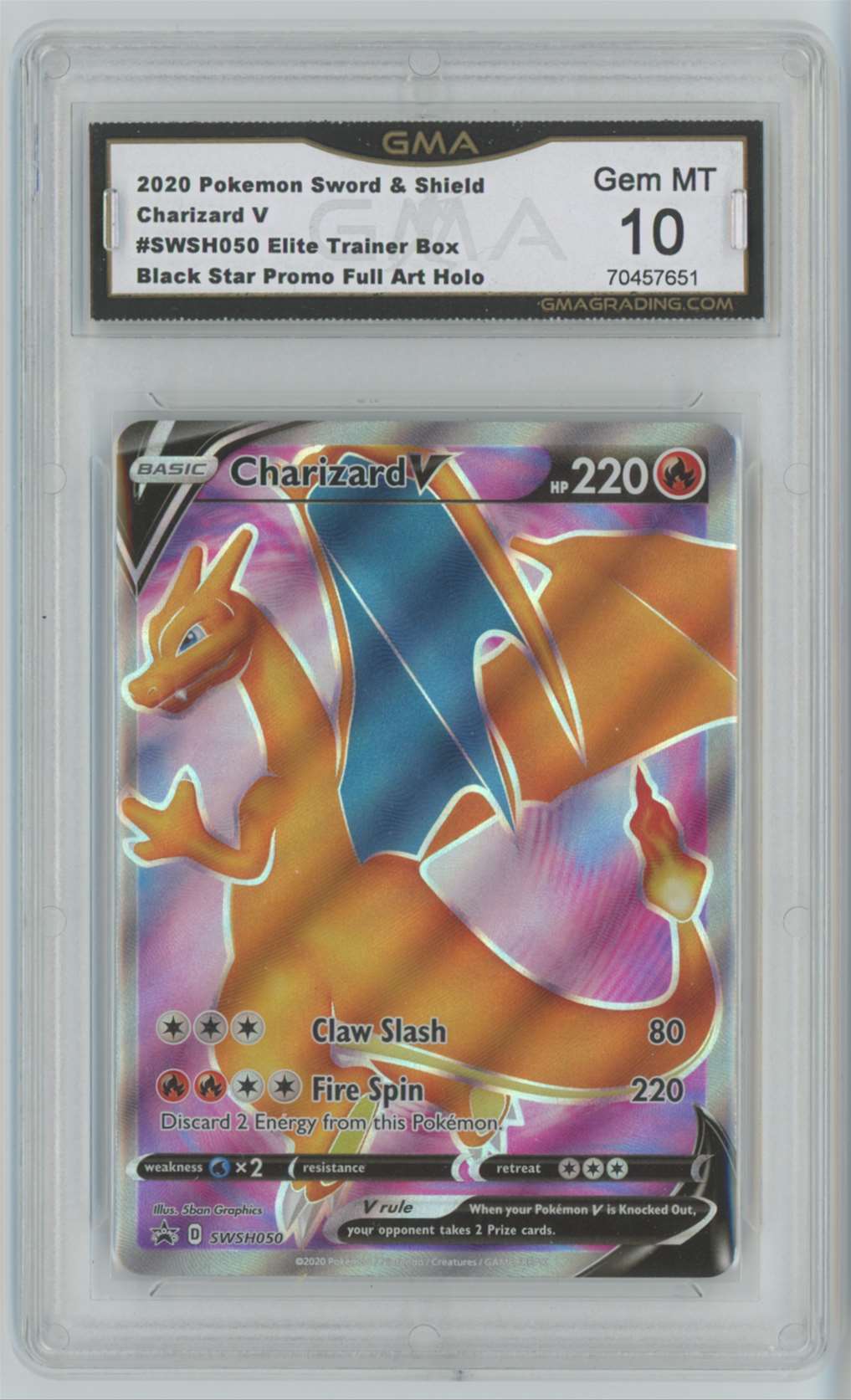 2020 Pokemon Champion's Path Promo Charizard V Holo GMA 10