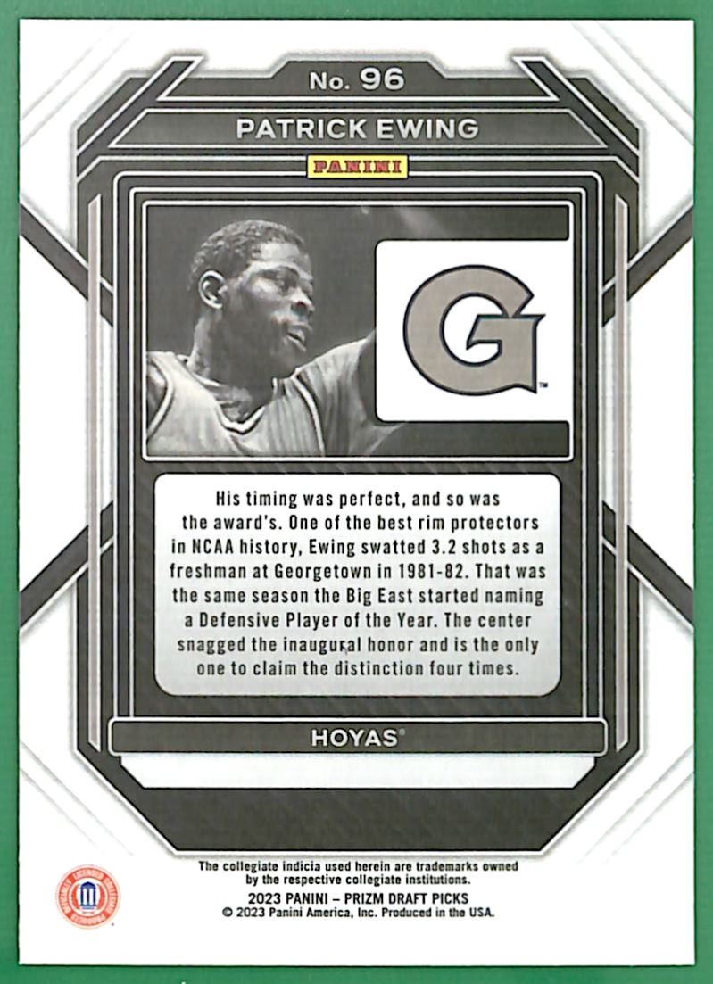 2023-24 Panini Prizm Draft Picks Patrick Ewing #96 card back image