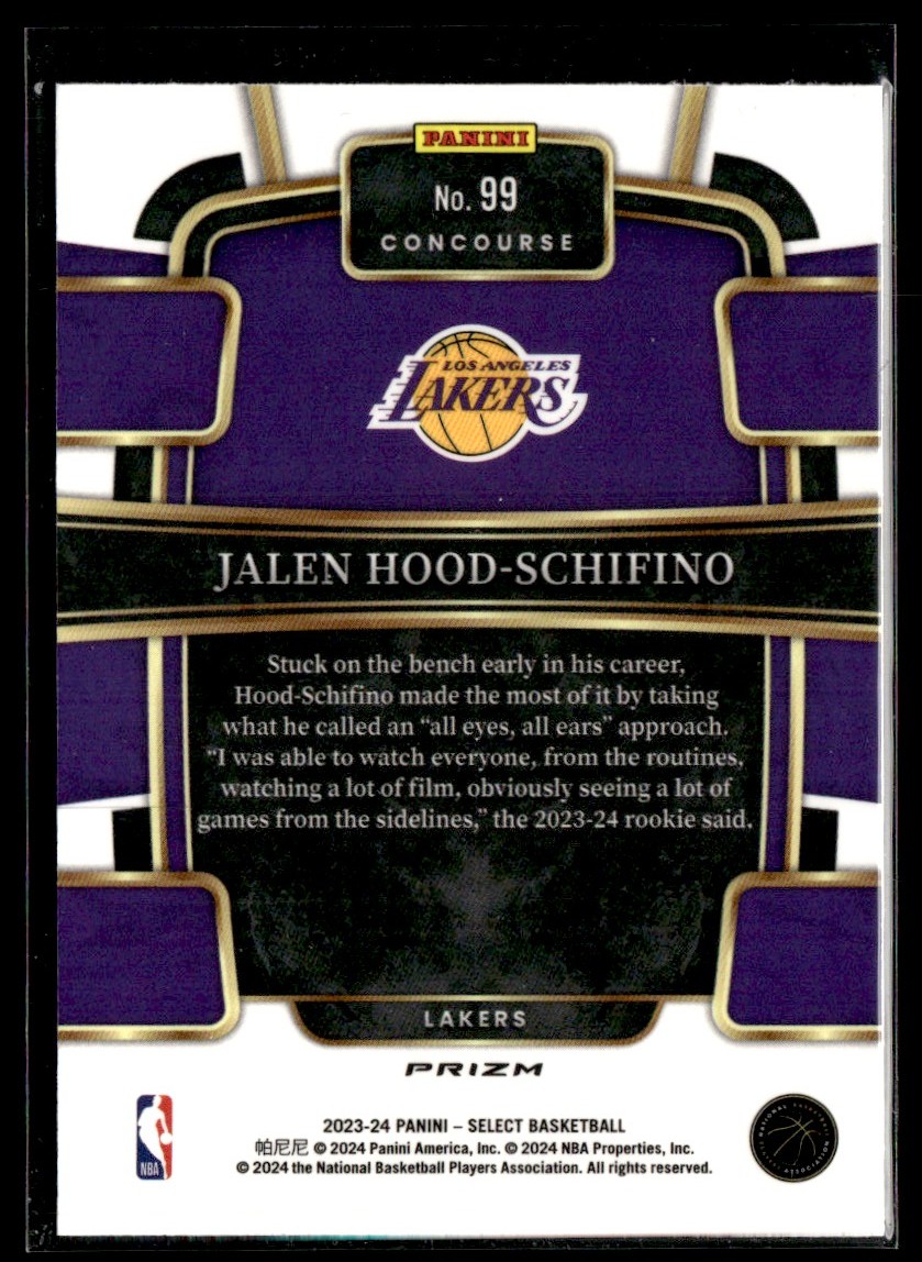 2023-24 Panini Select Blue Ice Concourse Jalen Hood-Schifino #99 card back image