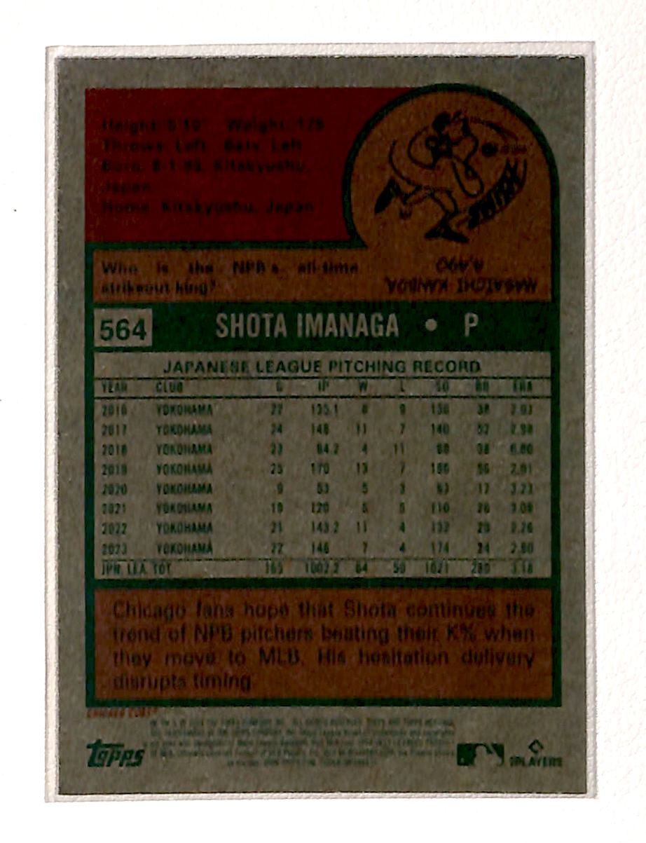 2024 Topps Heritage Shota Imanaga #564 card back image
