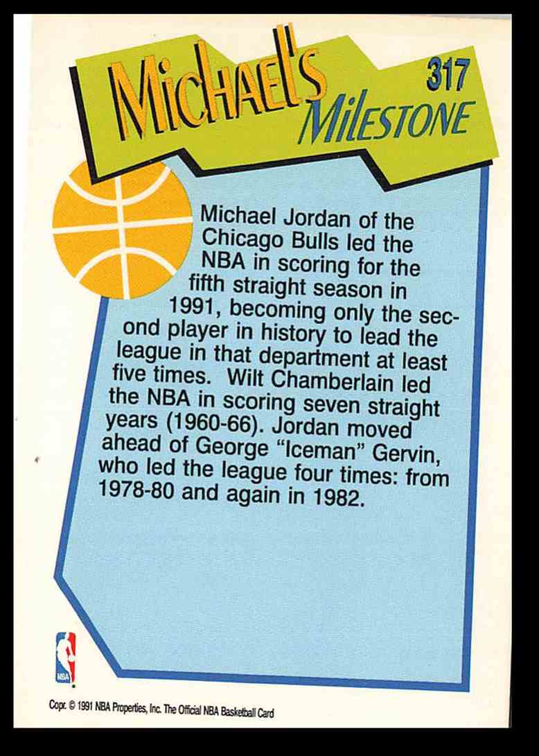 1991-92 NBA Hoops Michael Jordan #317 card back image