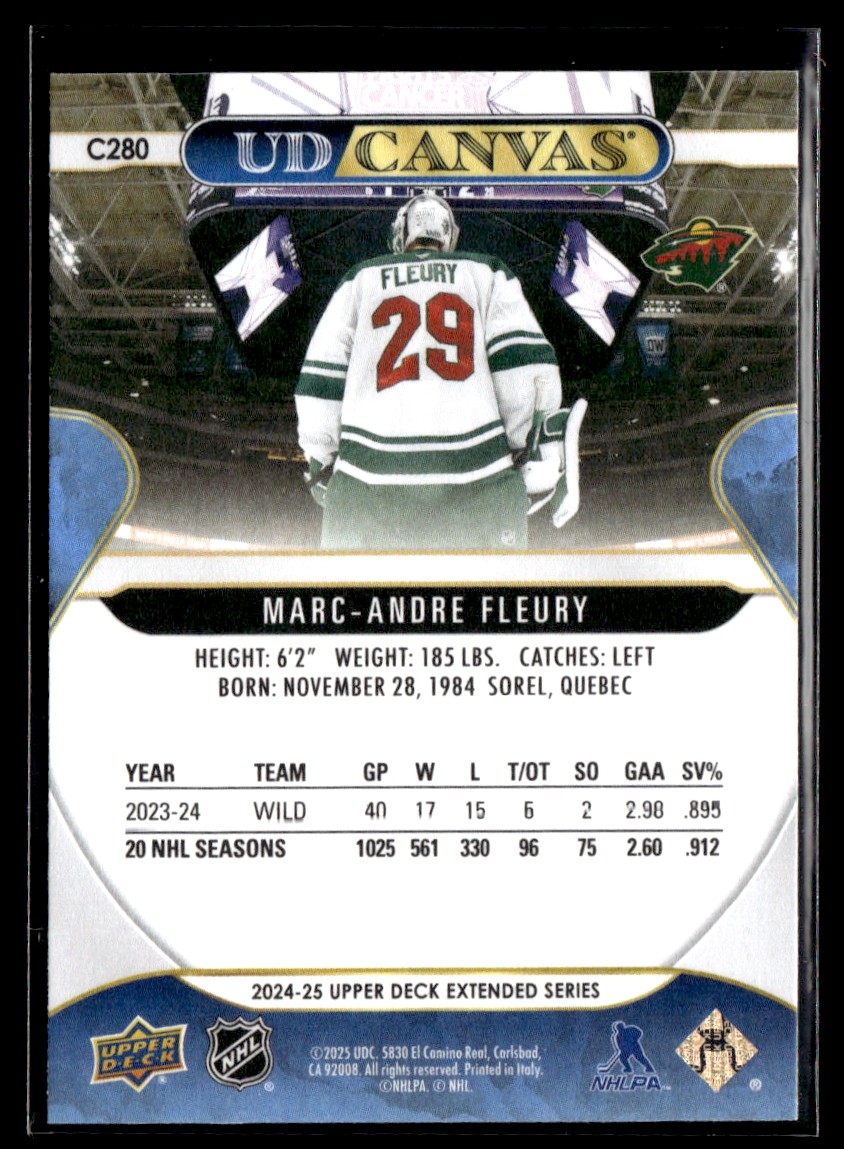 2024-25 Upper Deck UD Canvas Marc-Andre Fleury Minnesota Wild