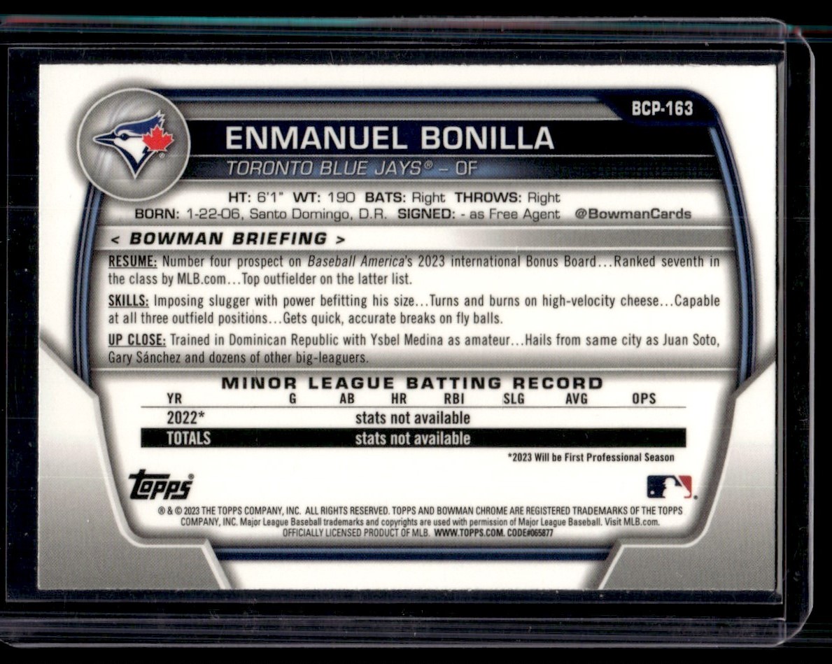 2023 Bowman Chrome Prospects 1st Enmanuel Bonilla #BCP-163 on Kronozio