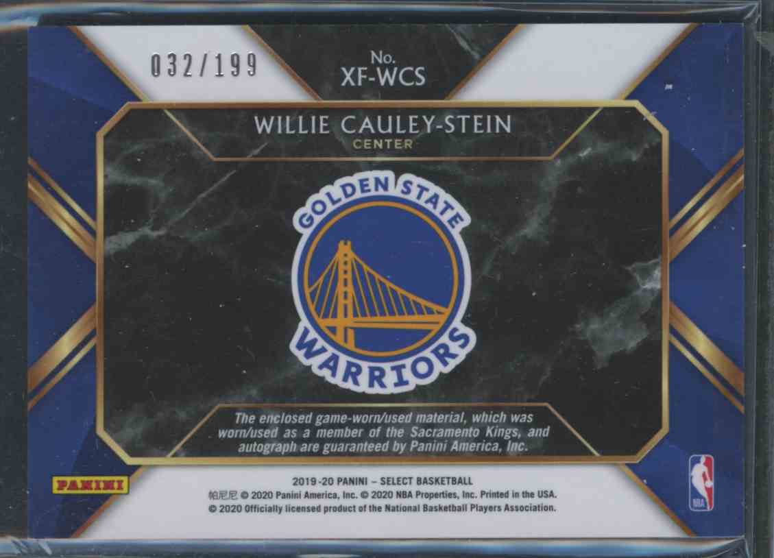 2019 20 Select X Factor Jersey Autograph Willie Cauley Stein On