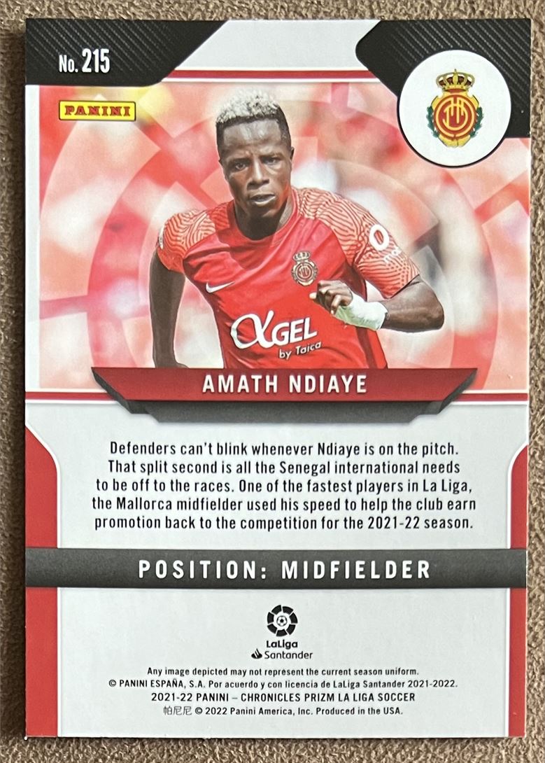 2021 Panini Chronicles Prizm Amath Ndiaye Rookie RCD Mallorca #215
