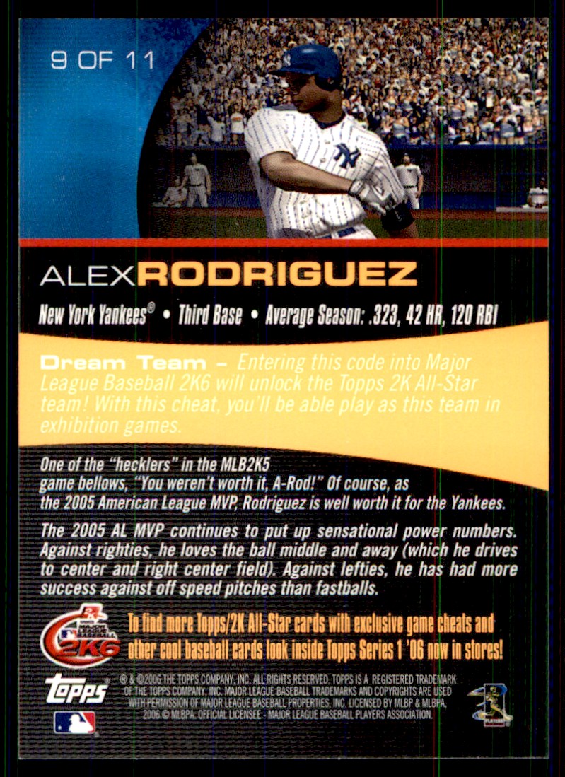 2006 Topps 2K All-Stars Alex Rodriguez #9 on Kronozio