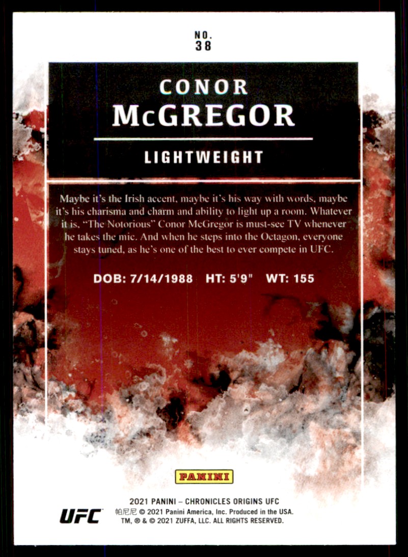 2021 Panini Chronicles Origins Conor McGregor #38 card back image