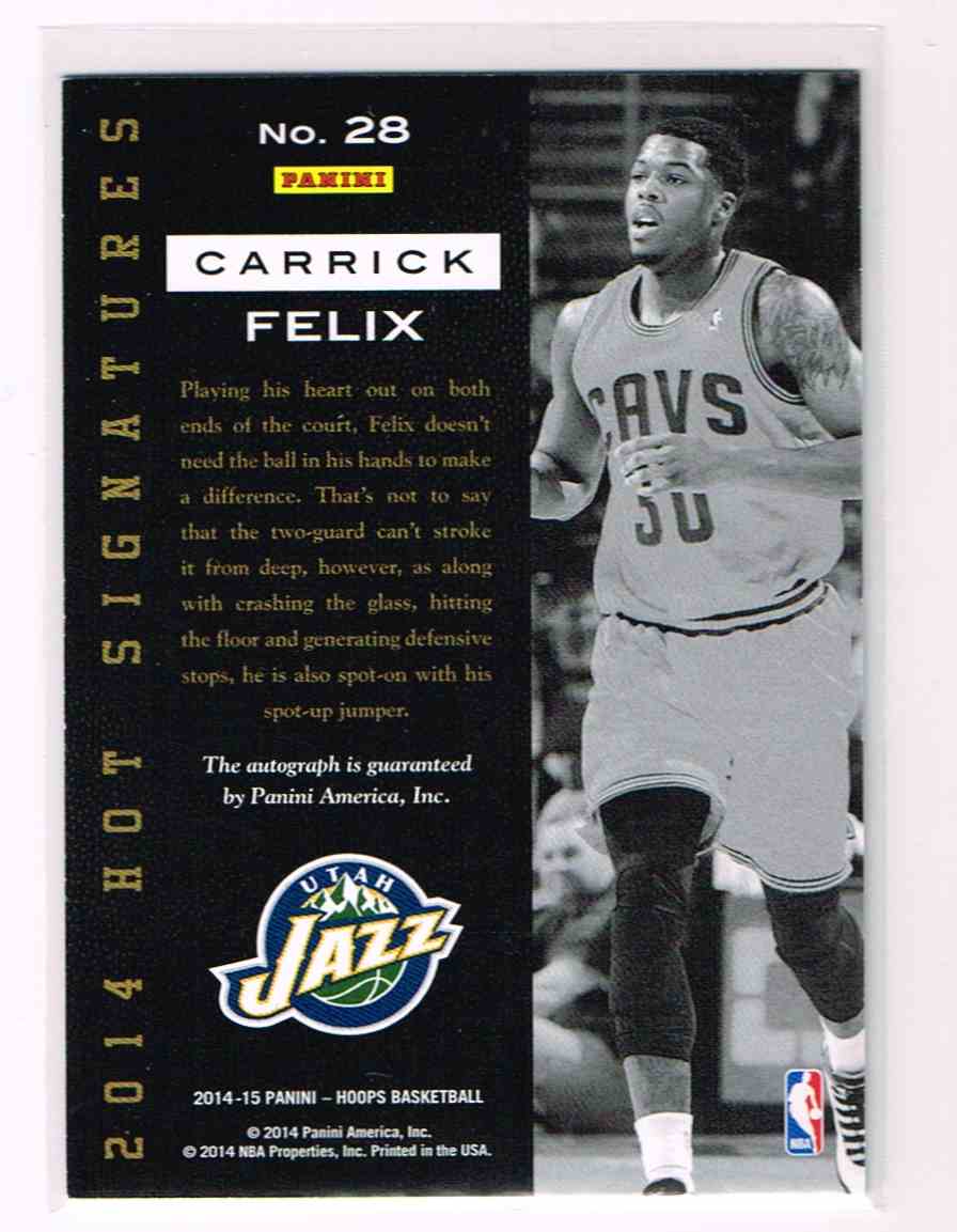 2014-15 NBA Hoops Carrick Felix #NO 28 card back image