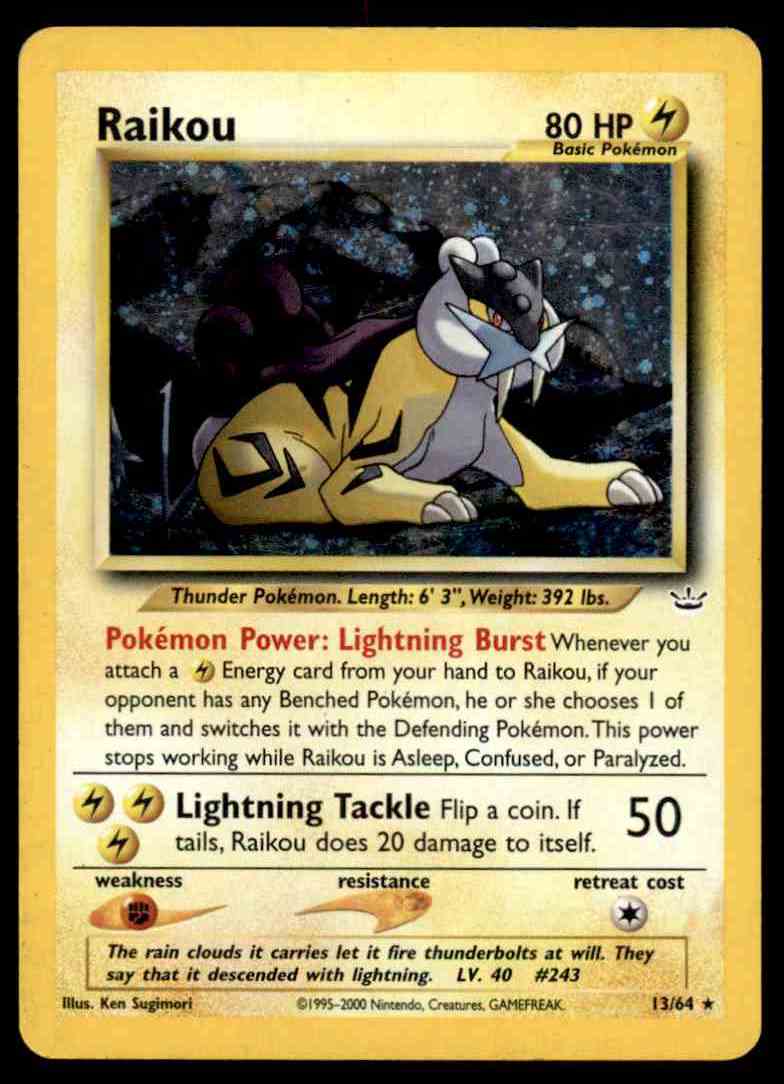 2000 Pokemon Card Neo Revelation Raikou Exc 1364 On