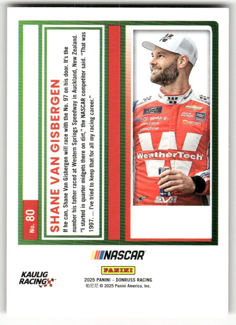 2025 Donruss NASCAR Red SHANE VAN GISBERGEN #80 card back image