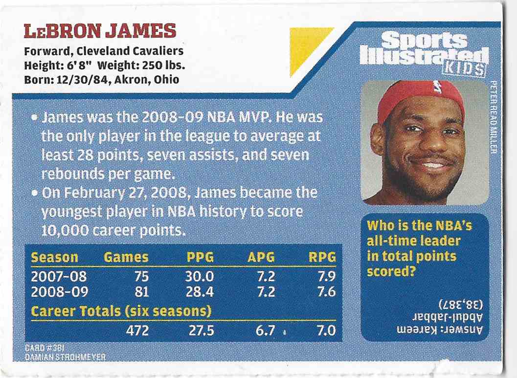 lebron james sports illustrated for kids card