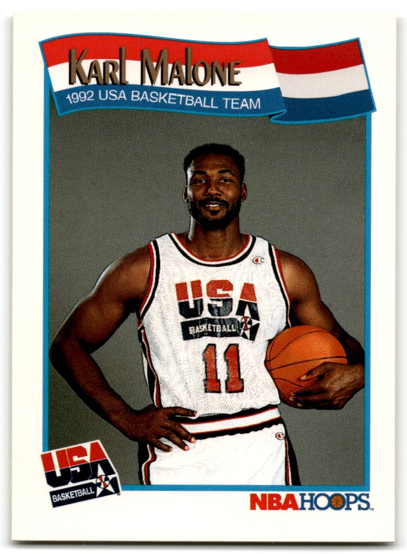1991-92 NBA Hoops 1992 USA Basketball Team Karl Malone #580 on
