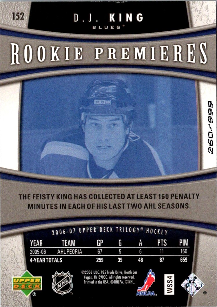 2006-07 Upper Deck Trilogy B.J. King #152 card back image