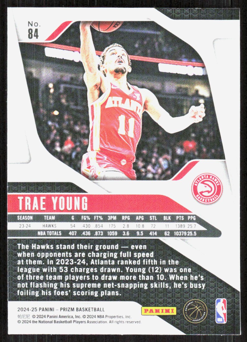 2024-25 Panini Prizm Trae Young #84 card back image