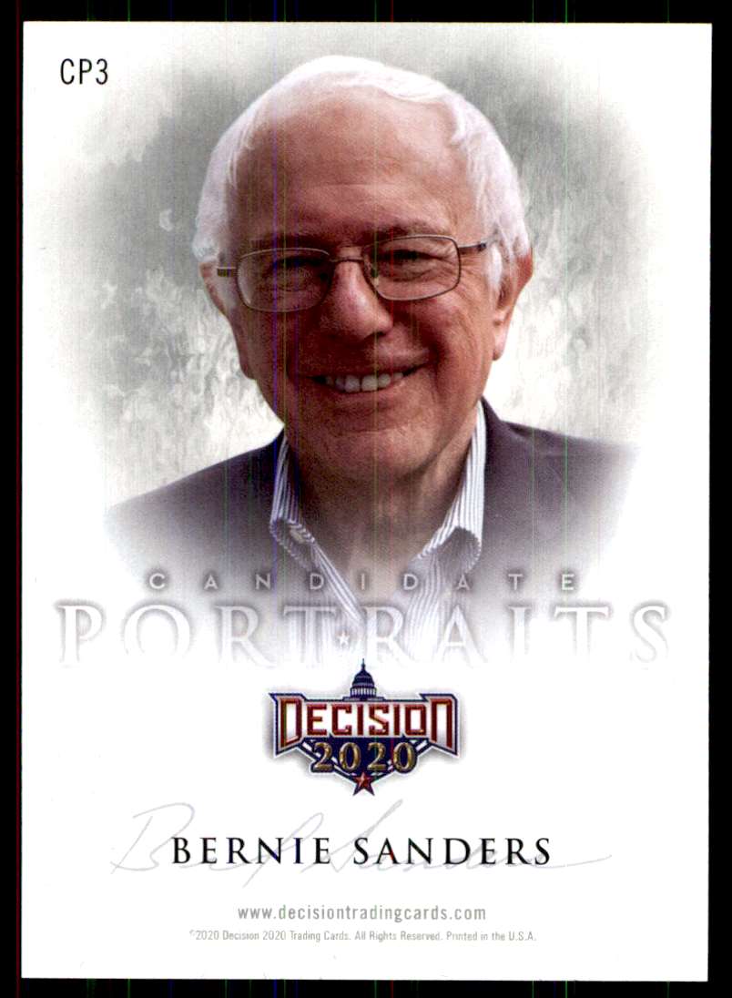 2020 Decision Candidate Portraits Bernie Sanders #CP3 card back image