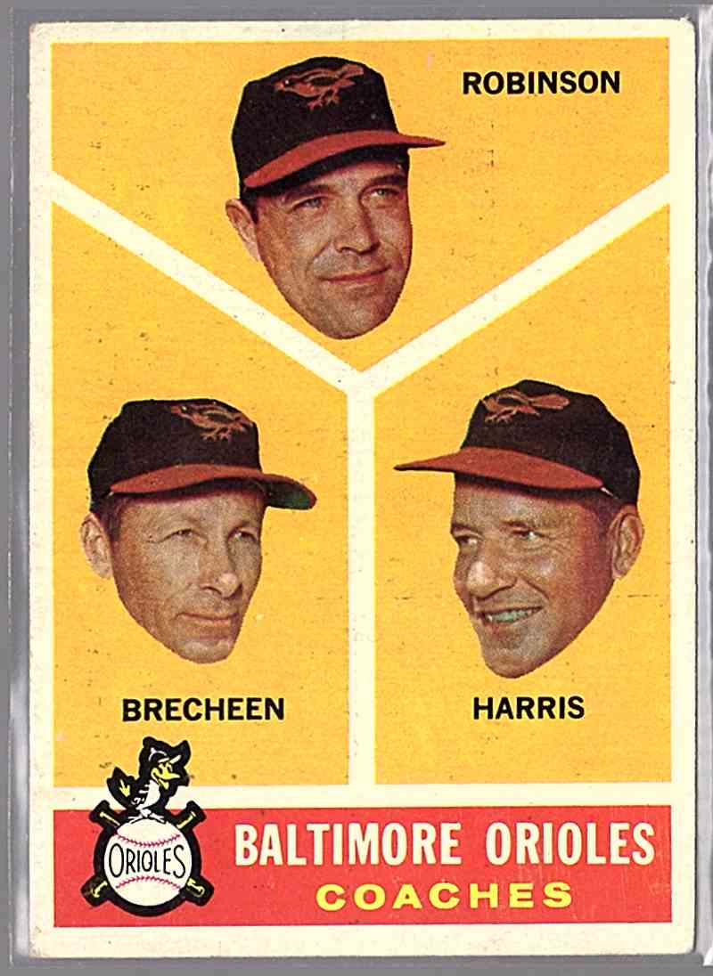 1960 Topps Baltimore Coaches/Eddie Robinson/Harry Brecheen/Luman Harris #455 card front image