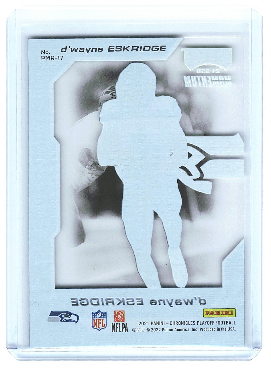 2021 Panini Chronicles Playoff Momentum D'Wayne Eskridge #PMR-17 card back image