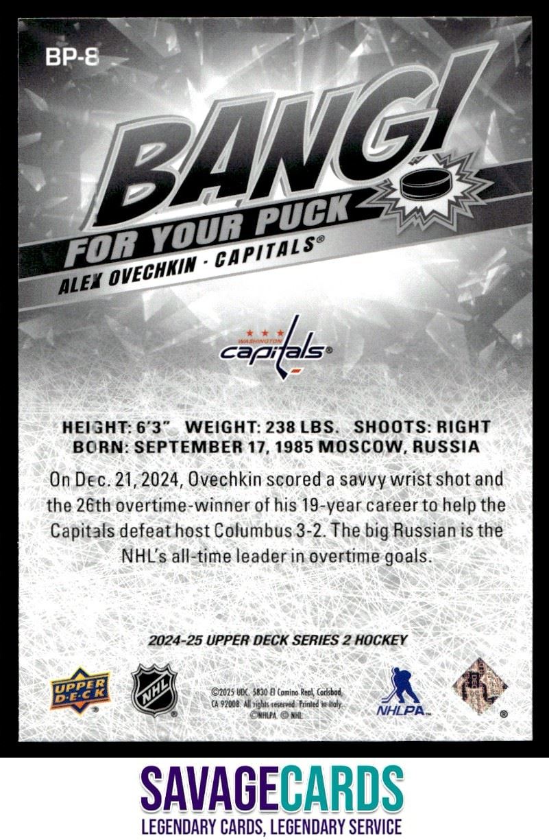 2024-25 Upper Deck Bang For Your Puck Alex Ovechkin #BP-8