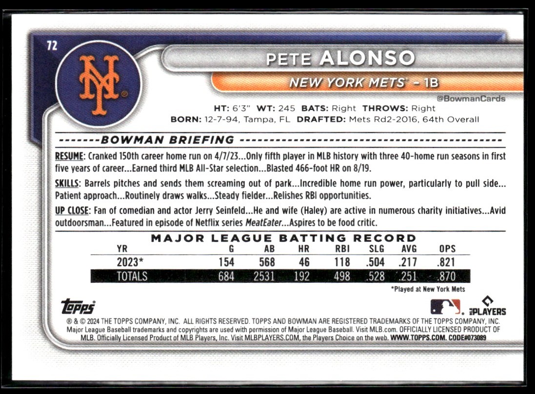 その他 Pete Alonso Bowman Topps MLB PSA 2021 Bowman Sterling Pete Alonso Recollections Black