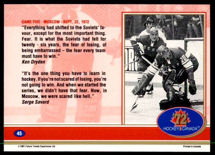 1991-92 Future Trends Canada ’72 Ken Dryden #85 card back image