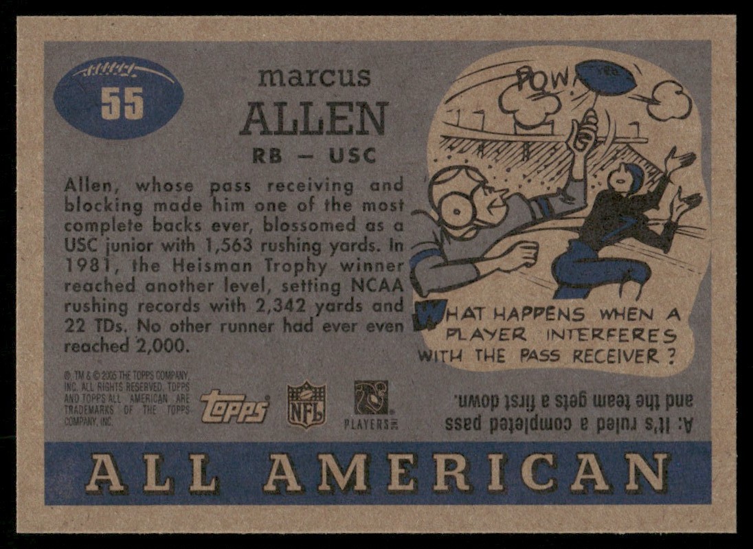 2005 Topps All American Marcus Allen #55 card back image