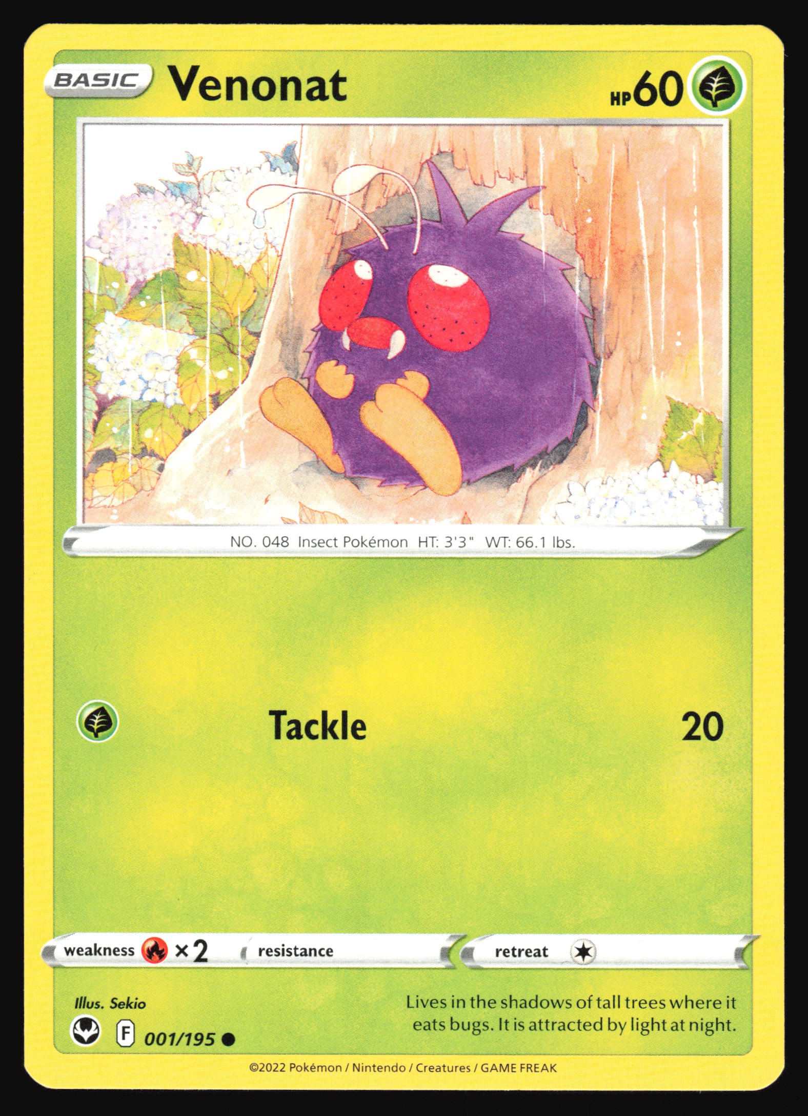 2022 Pokemon TCG Venonat 001/195 Silver Tempest Common | eBay