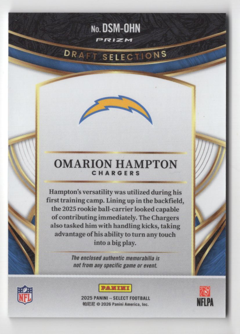 2025 Panini Select Draft Selections Mem. Blue Prizm Omarion