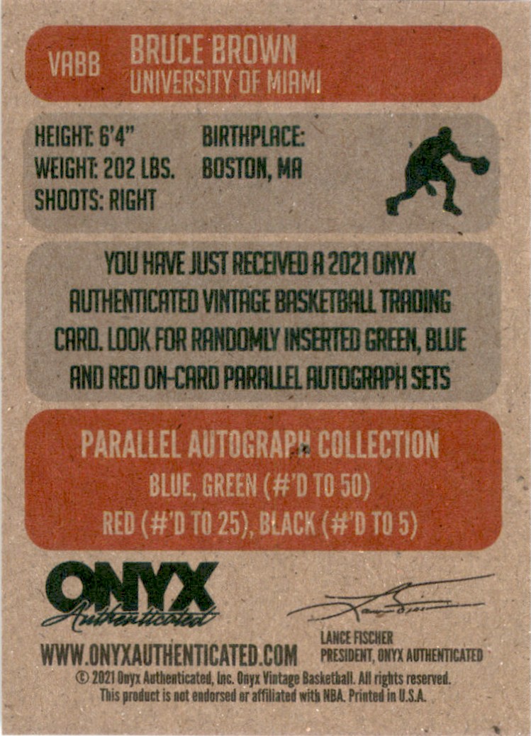 2021-22 Onyx Vintage Bruce Brown #VABB card back image