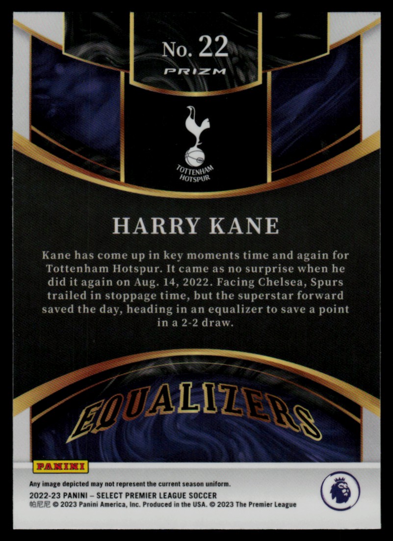2022 Panini Select Premier League Equalizers Prizm Harry Kane #22 card back image