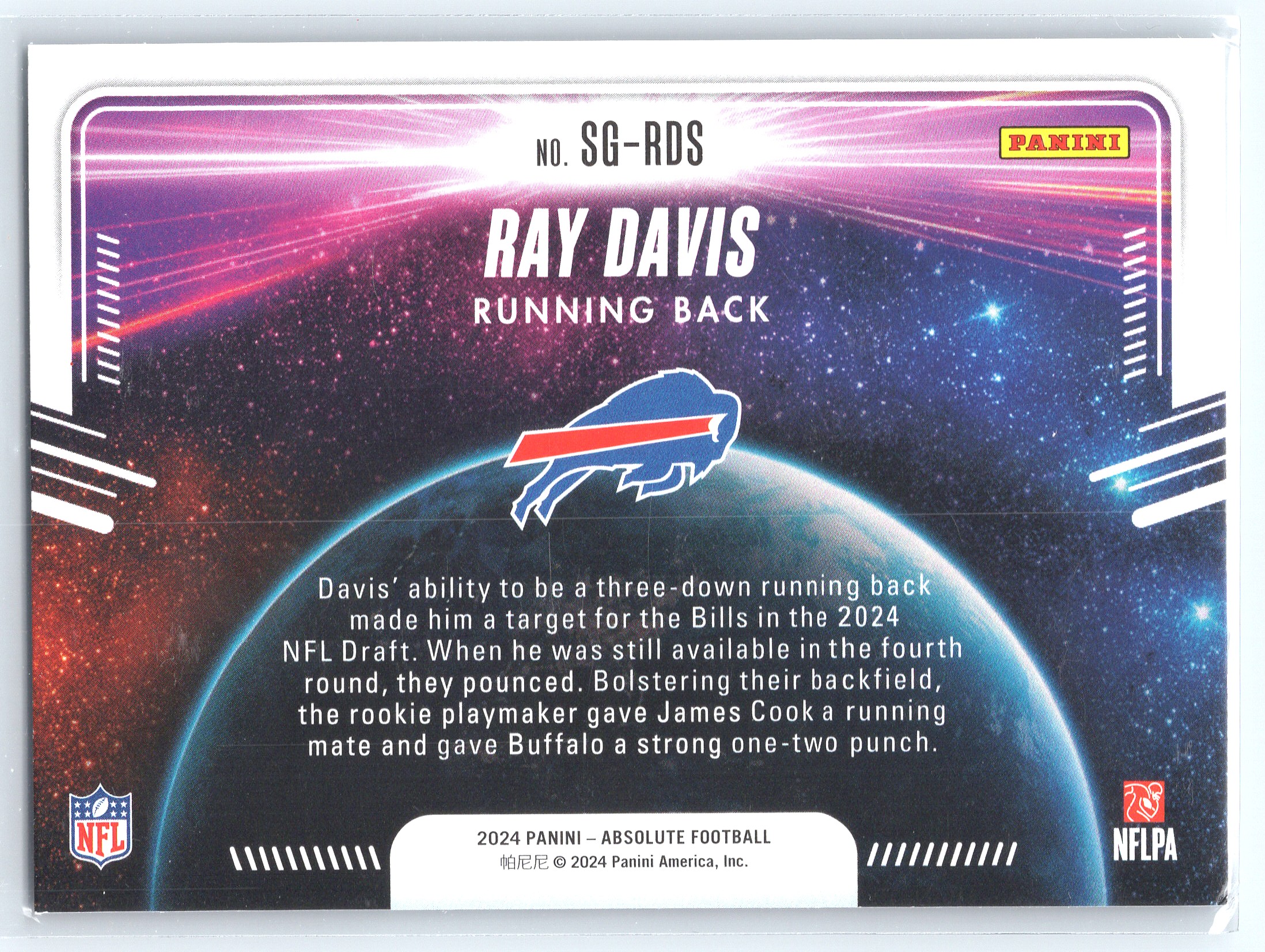 2024 Panini Absolute Star Gazing Ray Davis #SG-RDS card back image