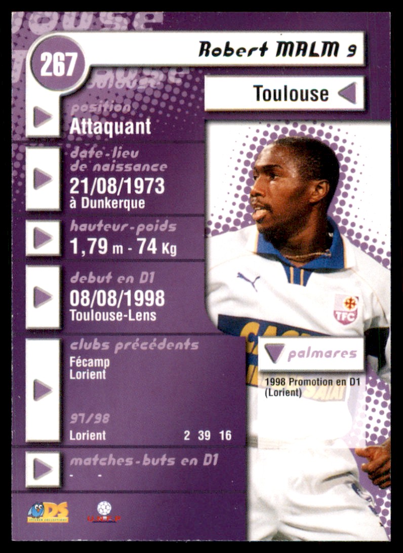 1998 DS France Robert Malm #267 card back image