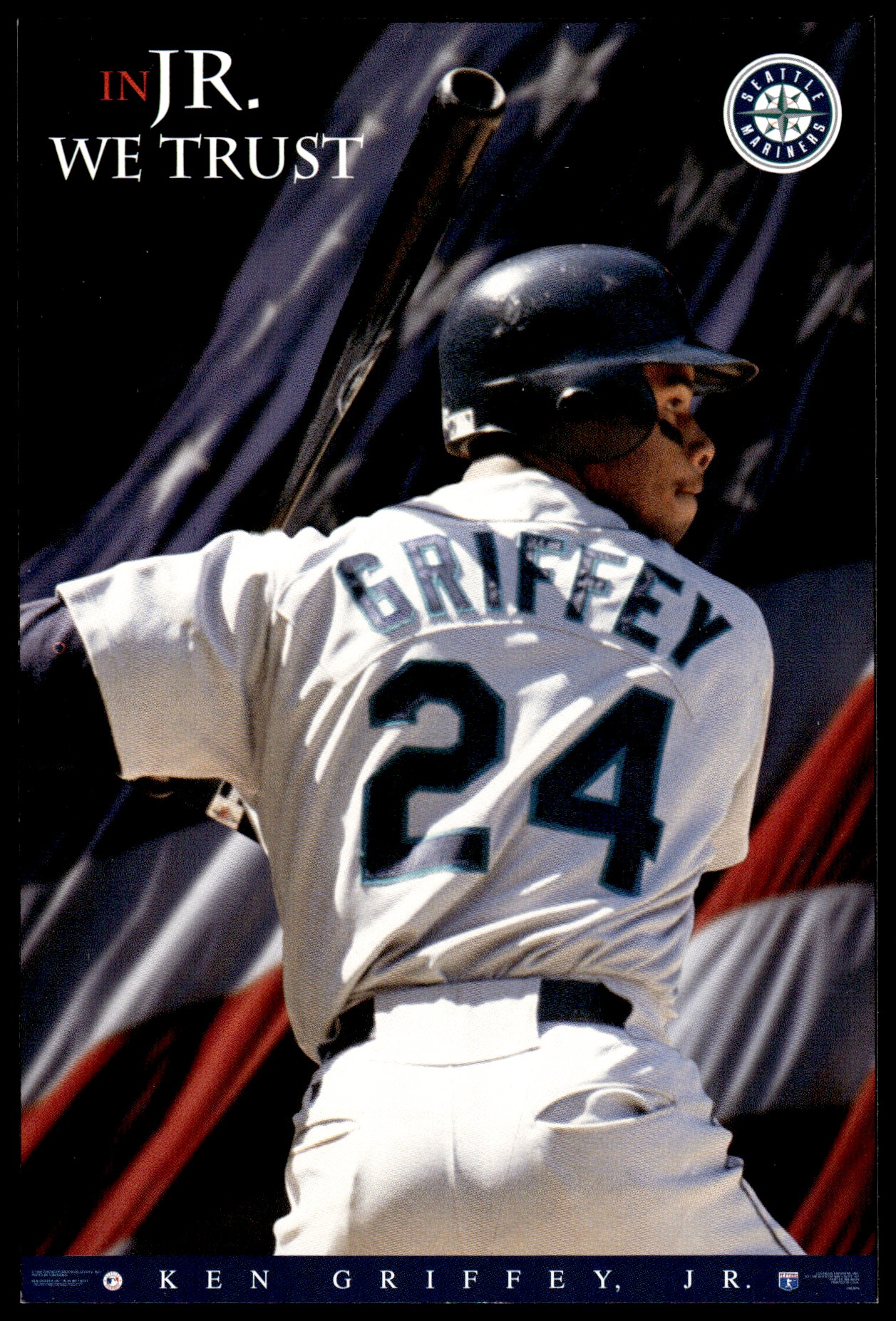 1996 MINI SAMPLE POSTER KEN GRIFFEY JR. IN JUNIOR WE TRUST SEATTLE