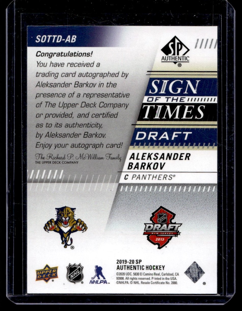 2019-20 SP Authentic Sign of the Times Draft Autograph Aleksander