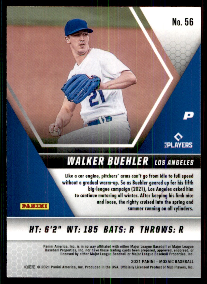 2021 Panini Mosaic Walker Buehler Los Angeles Dodgers #56 | eBay